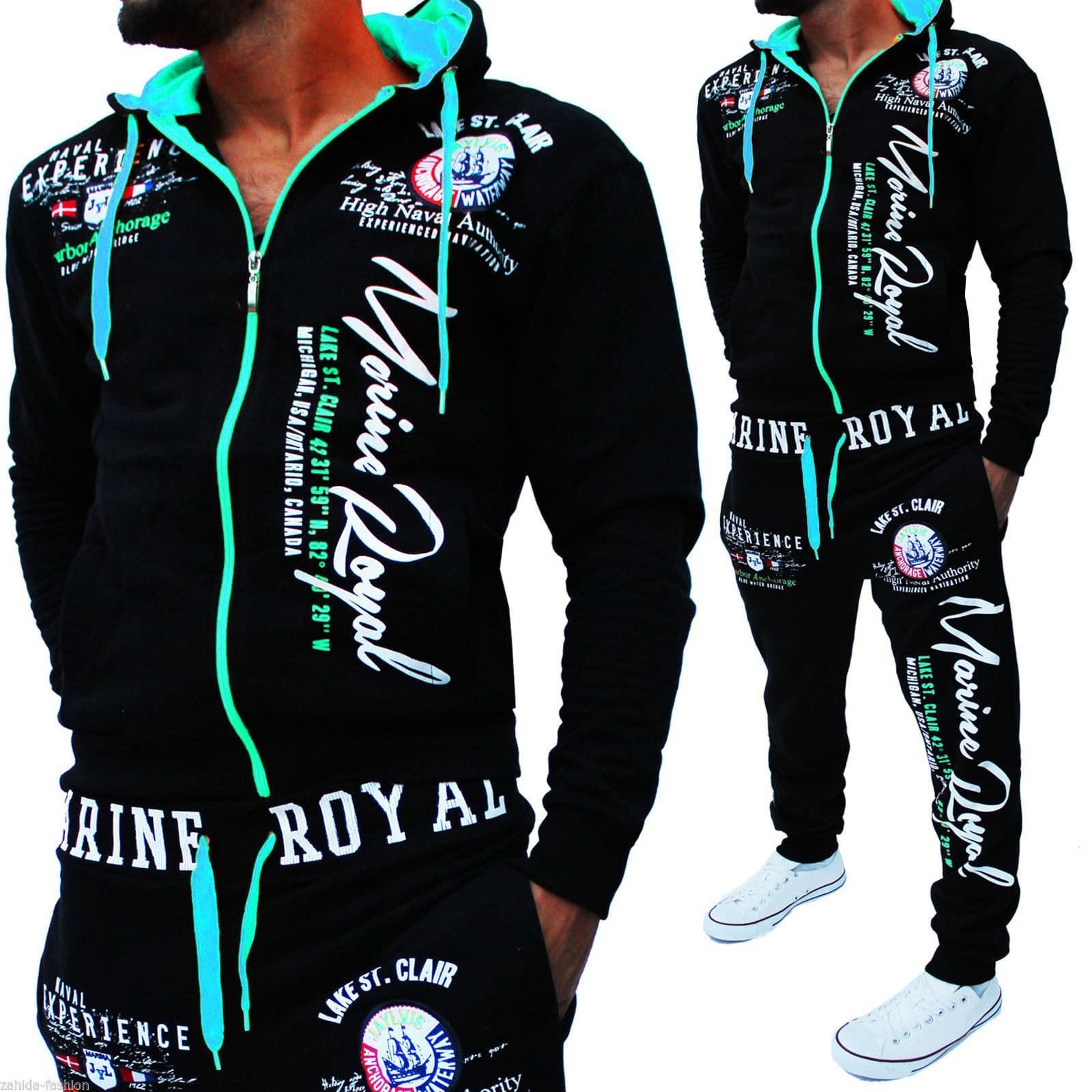 Men's Fashion Two-piece Hooded Sweatshirt And Pants Hooded Printed Sports Suit
