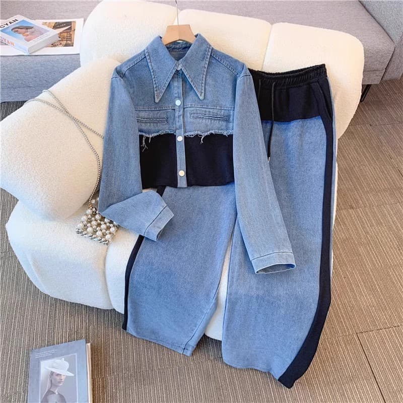 Women's Clothing Casual Suit Spring And Autumn Long Sleeved Top Wide Leg Long Pants Two Piece Suit