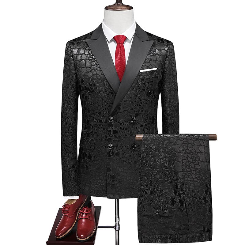 Men's Clothing 2024 New Professional Large-Size Suits, Two-Piece Suits, Trousers Suits, Foreign Trade Cross-Border Black Suits For Men