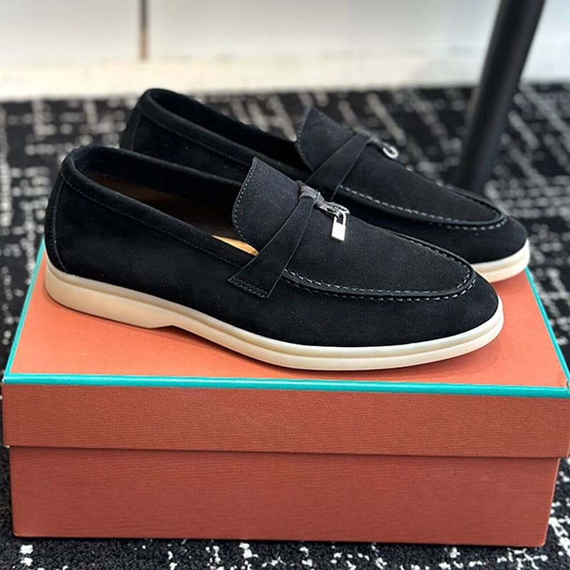 SHLIANG Women Casual Shoes Fashion Retro Loafers Suede Slip-On Lazy Shoes Round Toe Flat Shoes SB144