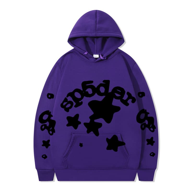 Sweat à capuche unisexe SP5DER imprimé toile d'araignée, marque tendance européenne et américaine, grandes tailles, coupe ample.