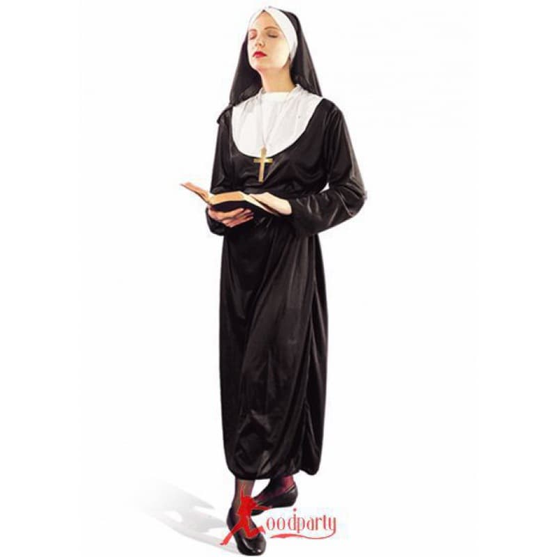 Halloween Masquerade Cosplay Female Priest Costume Nun Dress