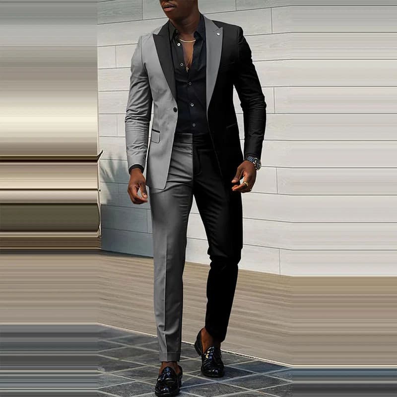 Men's Clothing New Style Trendy Fashion Straight Men's Style Trendy Color Matching Suit