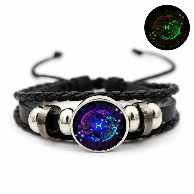 Bracelet en cuir lumineux pour homme et femme, douze constellations, style coréen, simple et lumineux
