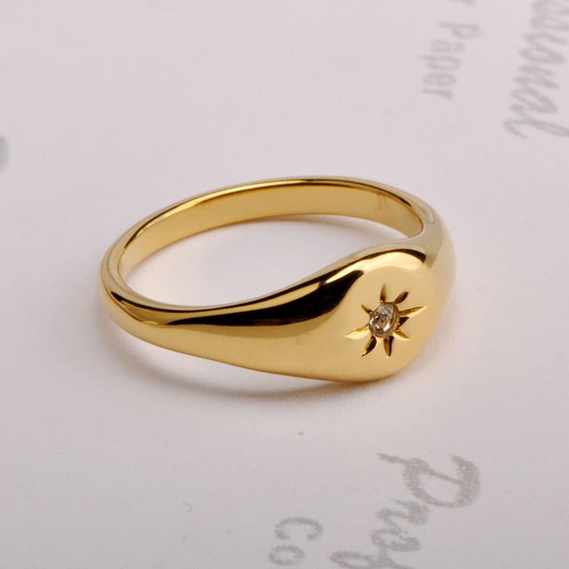 Women's Jewelry Stainless Steel Ring Five Pointed Star Three Dimensional Ring Men And Women's Ring Versatile Jewelry With Diamond