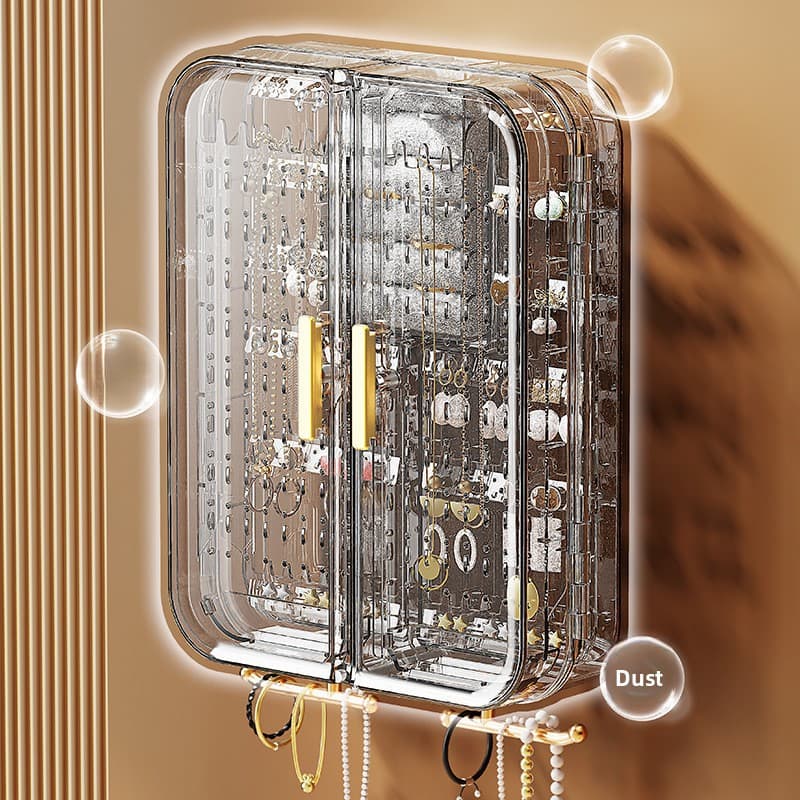 Storage Large Capacity Wall-Mounted Multifunctional Earring Necklace Box High-End Exquisite Jewelry Rack
