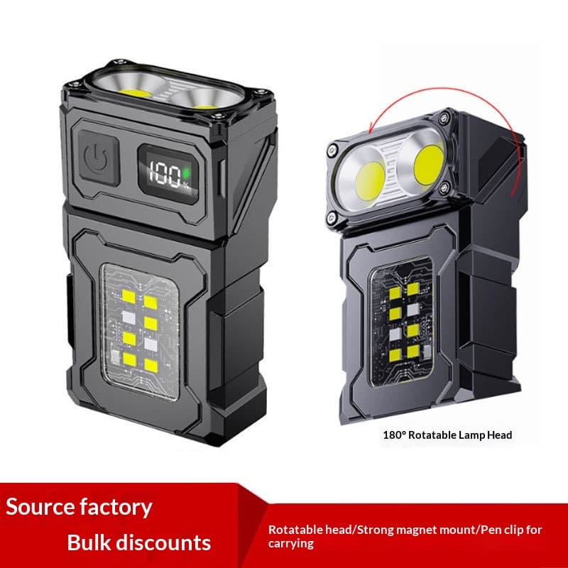 LED Flashlight Strong Side COB Long-lasting Battery Ultra-bright Portable Warning Outdoor Lighting Work Light