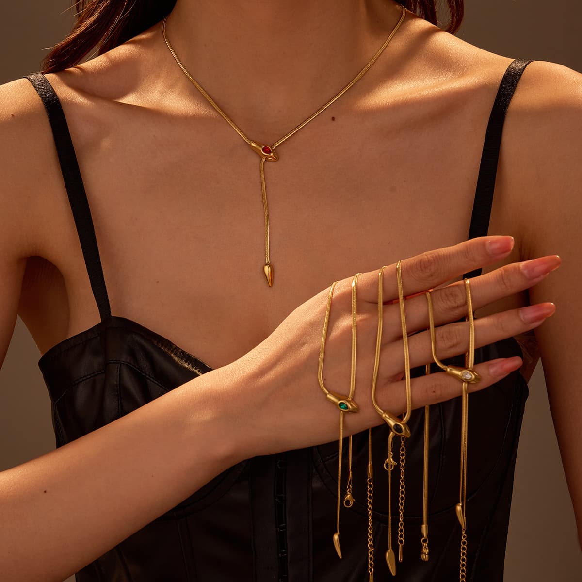Colliers tendance en forme de serpent, chaîne fine en acier inoxydable, incrustée de zircons, style rétro, chaîne de clavicule unique