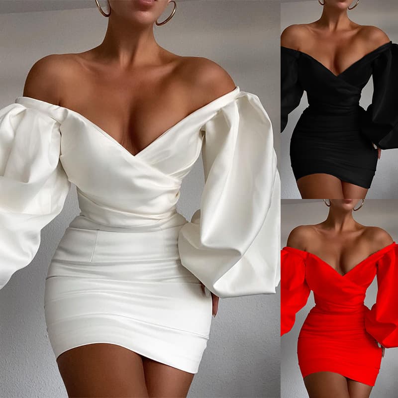 Women's Clothing Slim Sexy Off-shoulder Hip Dress
