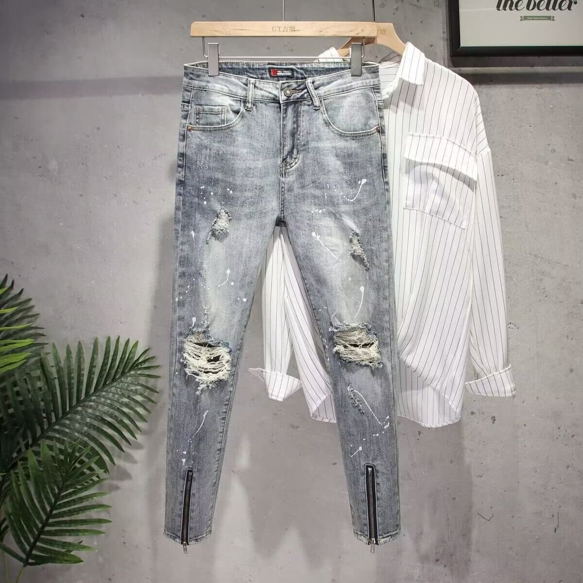 Men's Distressed Jeans High End Spring Autumn New Trendy Brand
