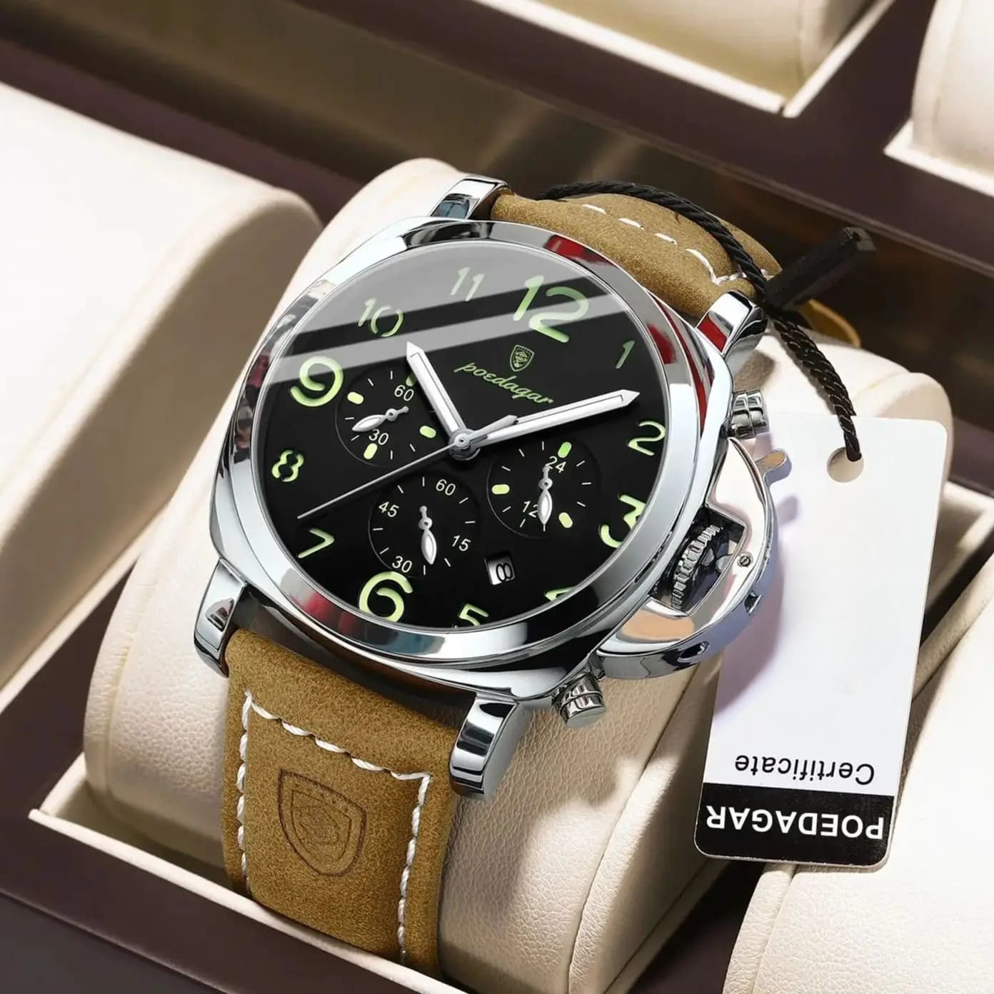 Montre militaire de luxe pour homme, étanche, lumineuse, en cuir, à quartz, de haute qualité, pour le sport