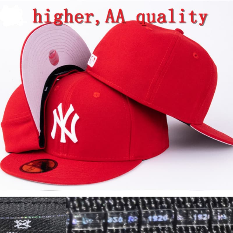 Casquette fermée de baseball brodée de haute qualité, style classique transfrontalier, de la Ligue sportive américaine, avec visière plate.