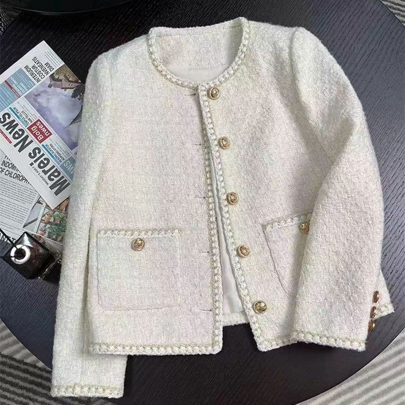 Women'S autumn and winter small fragrance style lady tweed jacket for women