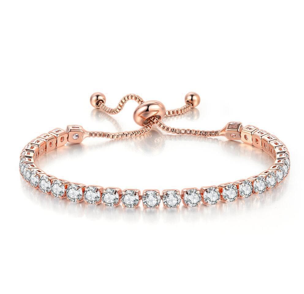 Popular 4mm round zircon single row full diamond adjustable crystal bracelet for women birthstone jewelry