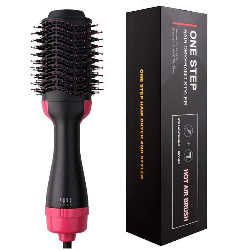 3-in-1 Hot Air Brush - Hair Dryer, Straightener & Volumizer With Negative Ion Technology