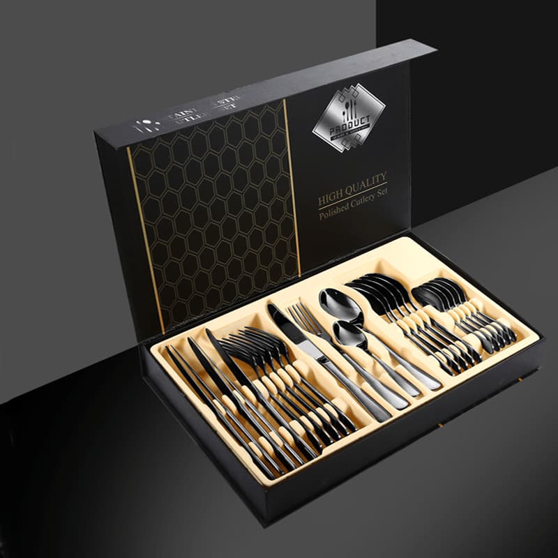 1010 Stainless Steel 24-Piece Flatware Set - Steak Knives Dinner Forks & Spoons (Cutlery Collection In Gift Packaging)​