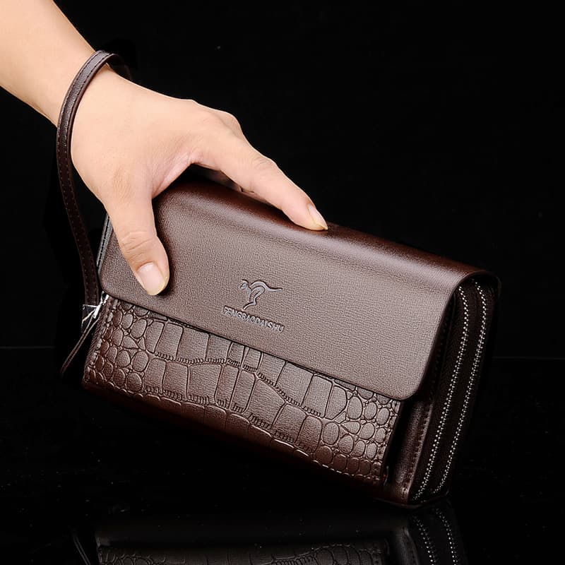 Men's Bags new men's clutch bag high end double zipper large capacity multi card storage bag men's business clutch