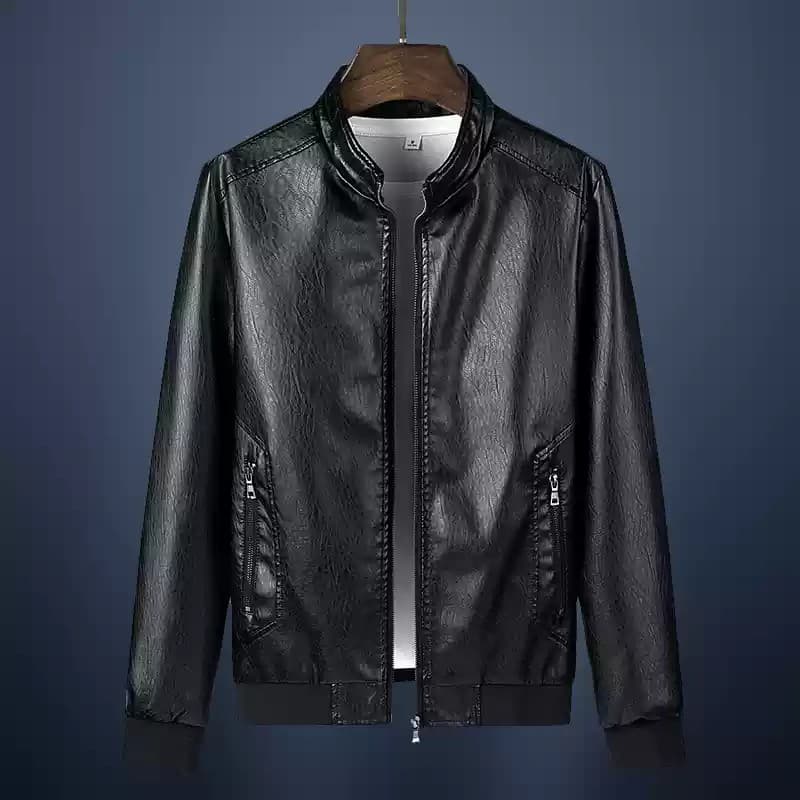 Men's Clothing 2024 New Stand-up Collar Trendy Leather Jacket, Leather Jacket Men's Leather Large Size Men's Jacket Sheepskin Jacket Leather