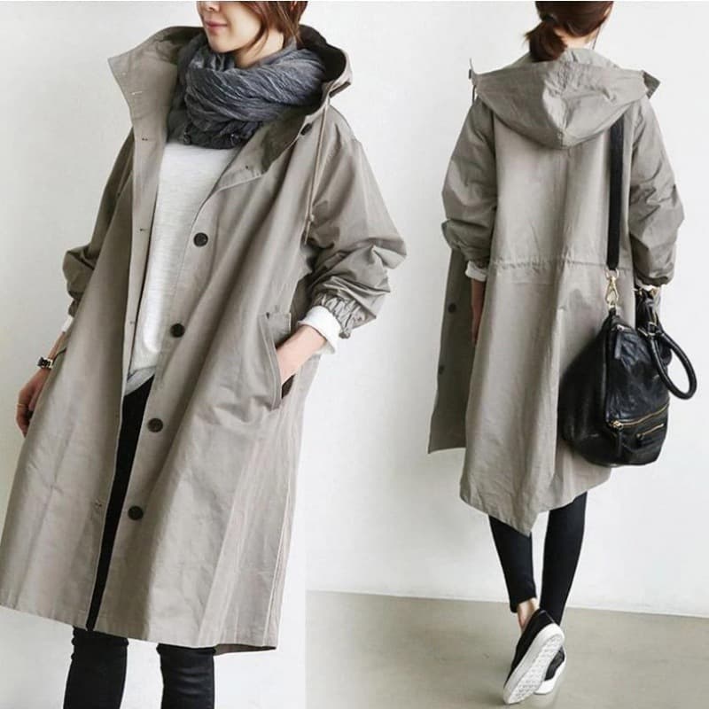 Women's Fashion Style Waist Long Sleeve Coat