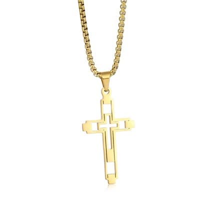 Titanium Steel Necklace With Hollowed Out Cross, Men's And Women's Trendy Hip-hop Personality Pendant, High-end Non
