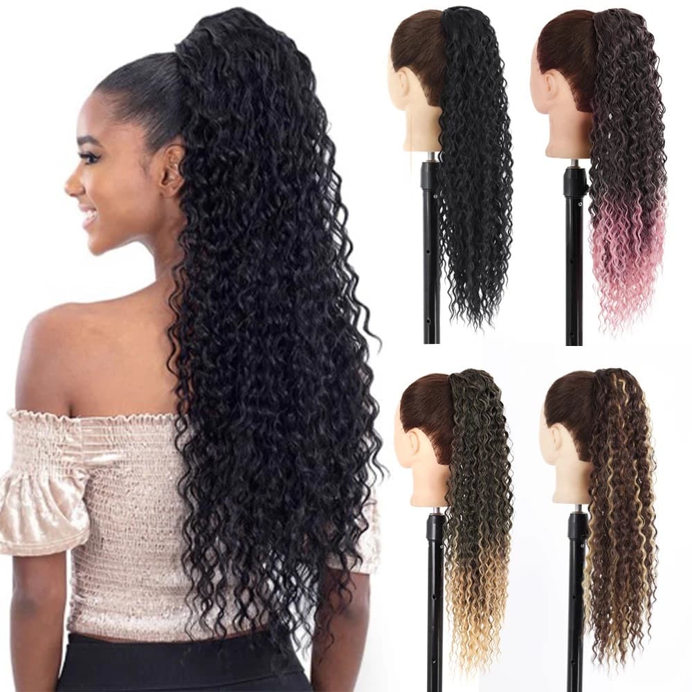 Wig drawstring small curly ponytail winding hair extension African small curly spring curly ponytail chemical fiber high temperature silk wig batch