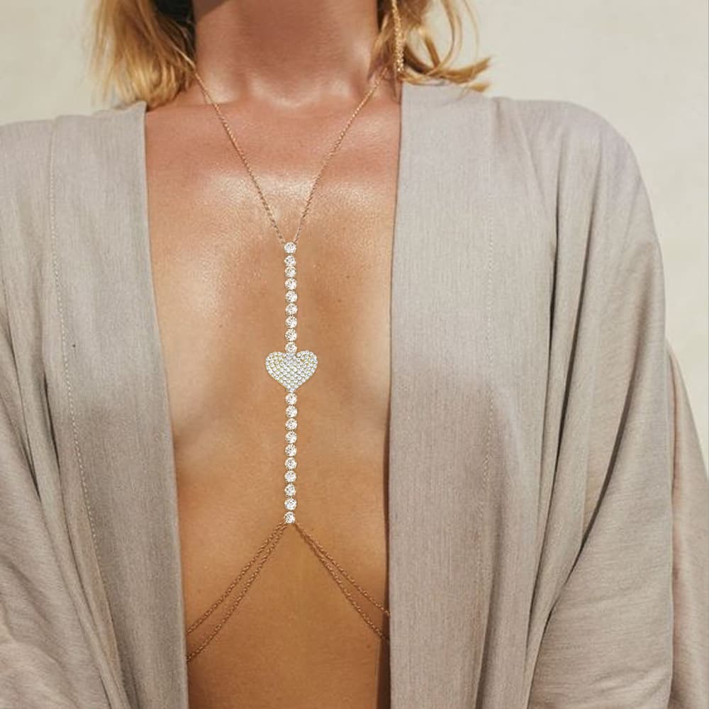 jewelry sexy simple strip Diamond chest chain chain rhinestone love body chain female chain