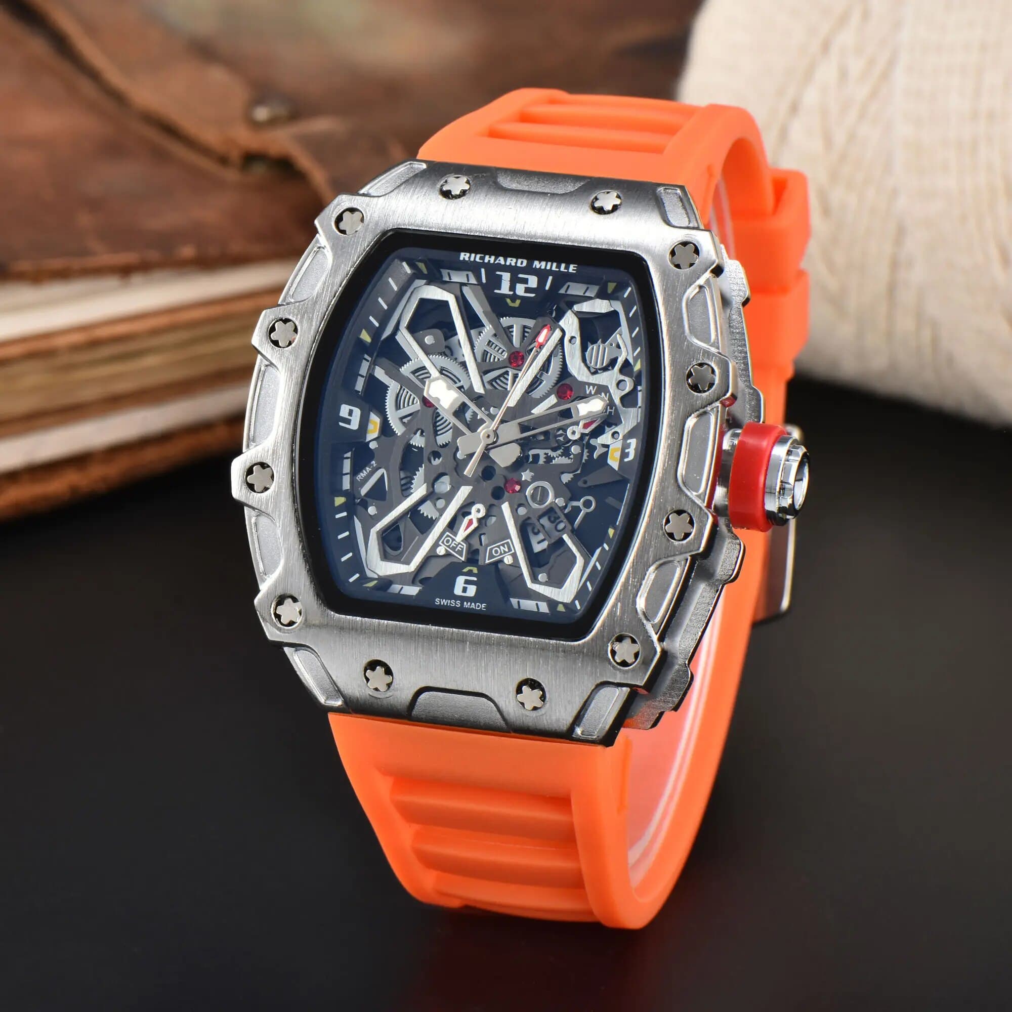 La nouvelle montre chronographe à quartz étanche de la marque de luxe haut de gamme Richard Mille pour hommes, tendance, décontractée, mode, cale