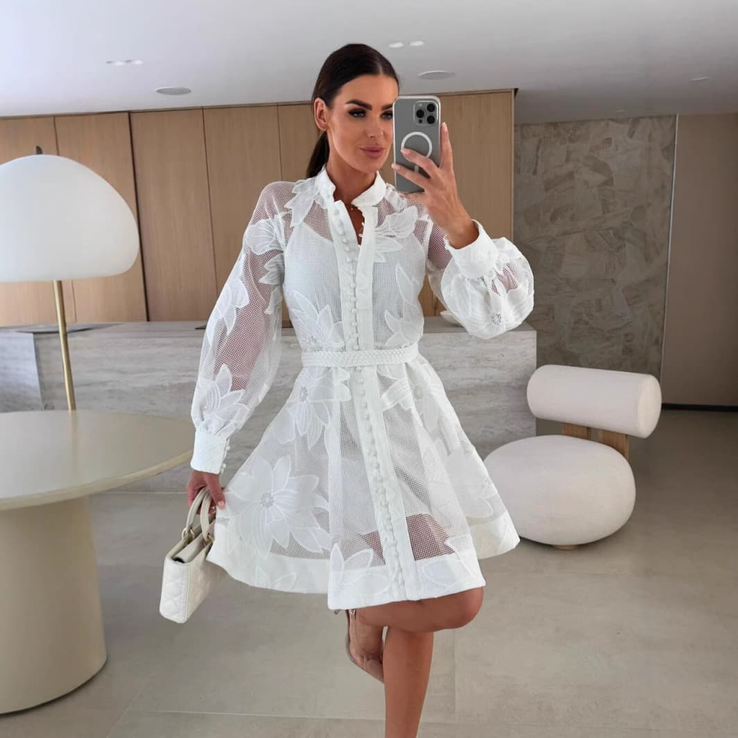 Women's Clothing Flower Embroidery Lace Fashion Ins Dress