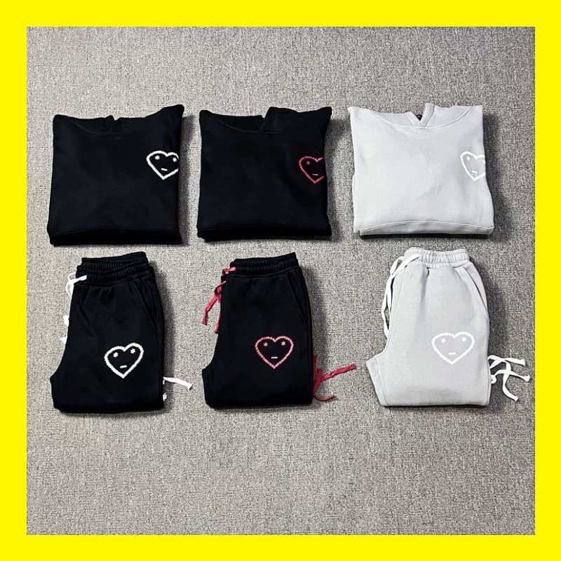 Love Print Hoodie & Jogger Set – Fleece-Lined Couple's Streetwear, Oversized Hip-Hop Tracksuit, Unisex High Street Fashion