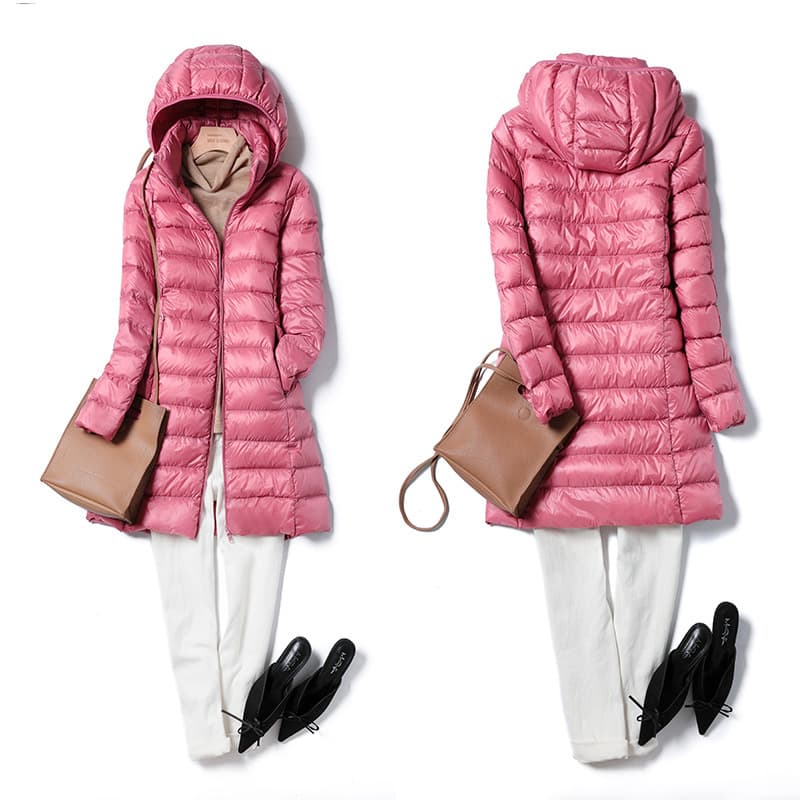 Women's Clothing Lightweight thin Warm jacket jacket mid length autumn and winter new slim fit hooded large size jacket with detachable hood