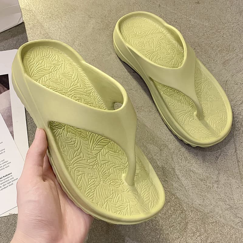Flip Flops Cross-border Outdoor Women's Fashionable Outdoor Soft Bottom Thickened Wedge Couple Flip-flops Beach Sandals Men