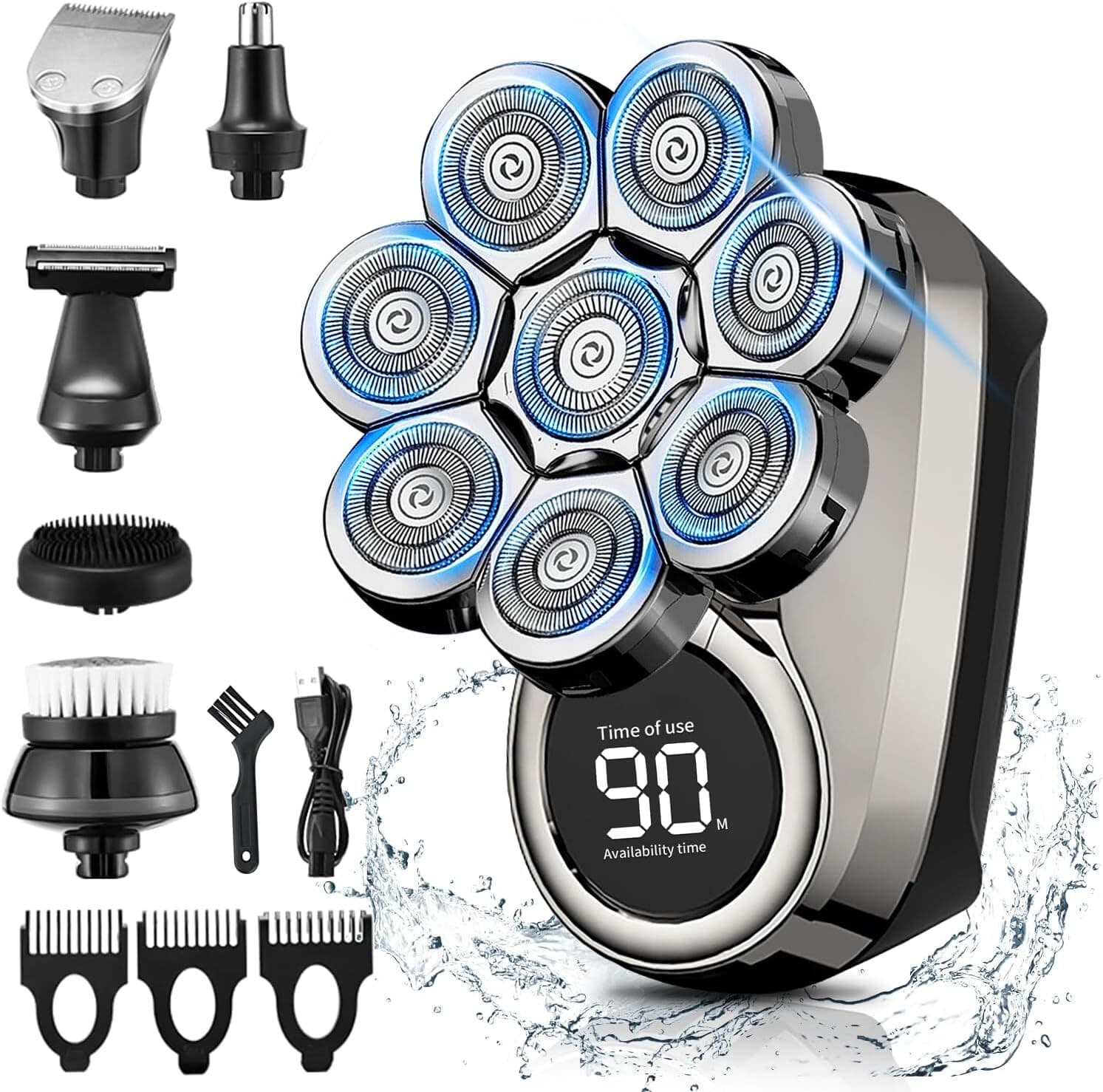 Electric Head Shaver For Men 8D Upgraded 6-in-1 Bald Waterproof Wet/Dry Razor