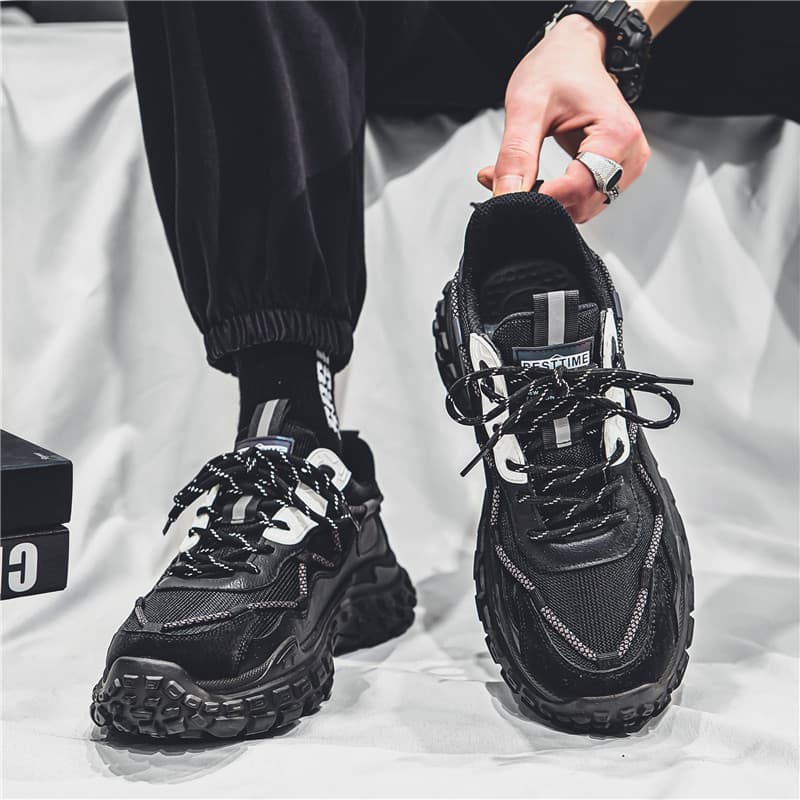 Men's Shoes Spring And Summer Breathable Mesh Shoes All-Matching Men's Sports Shoes Casual Running Platform Tire Dad Sho