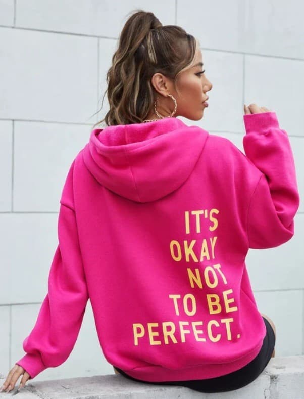 Women's Clothing multi color letter printing versatile casual long sleeve pullover loose hooded sweatshirt
