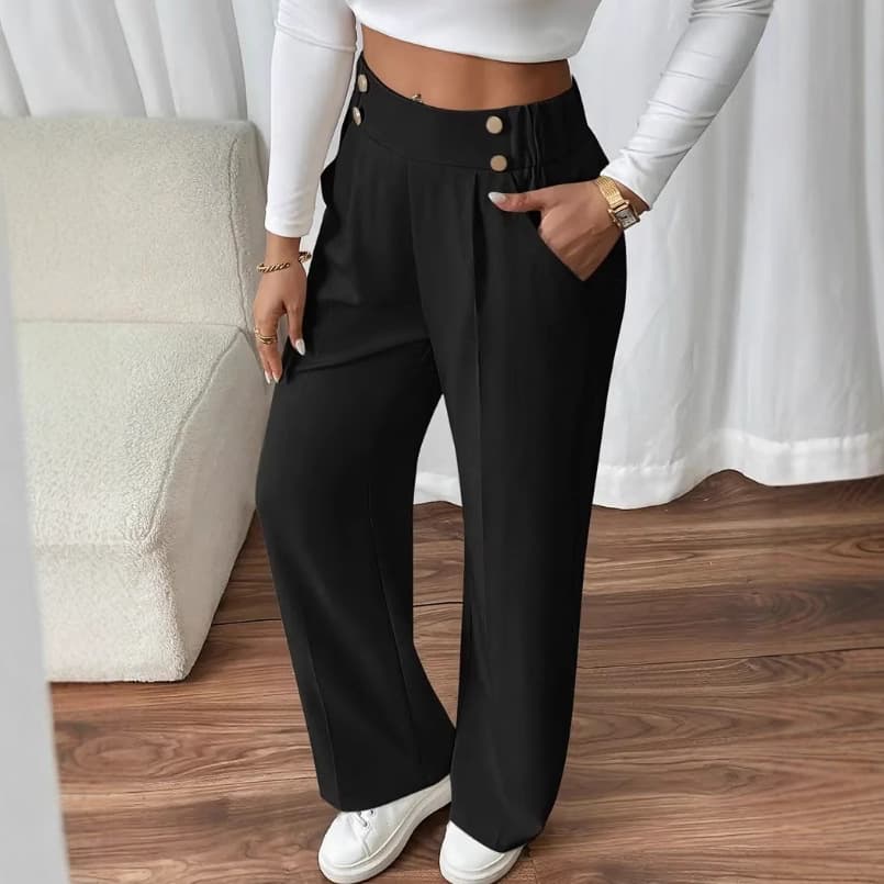 Women's Clothing Drape Mopping Casual Pants High Waist Trousers Loose Temperament Straight Niche Design Solid Color Pants