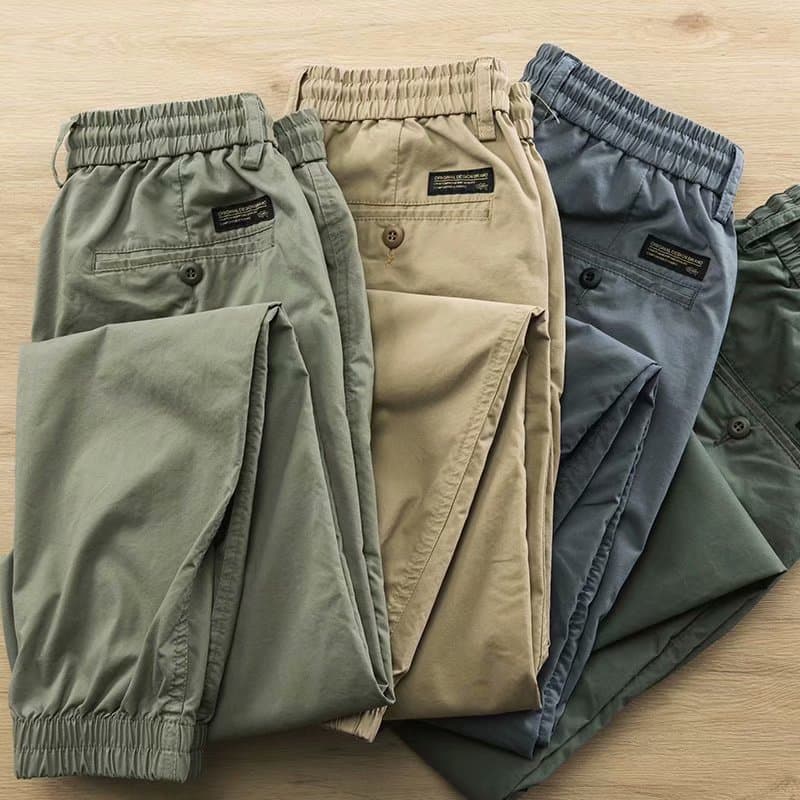 Autumn men's pants Korean-style color matching men's ankle-tied pants micro elastic waist slim casual sports pants thin trousers