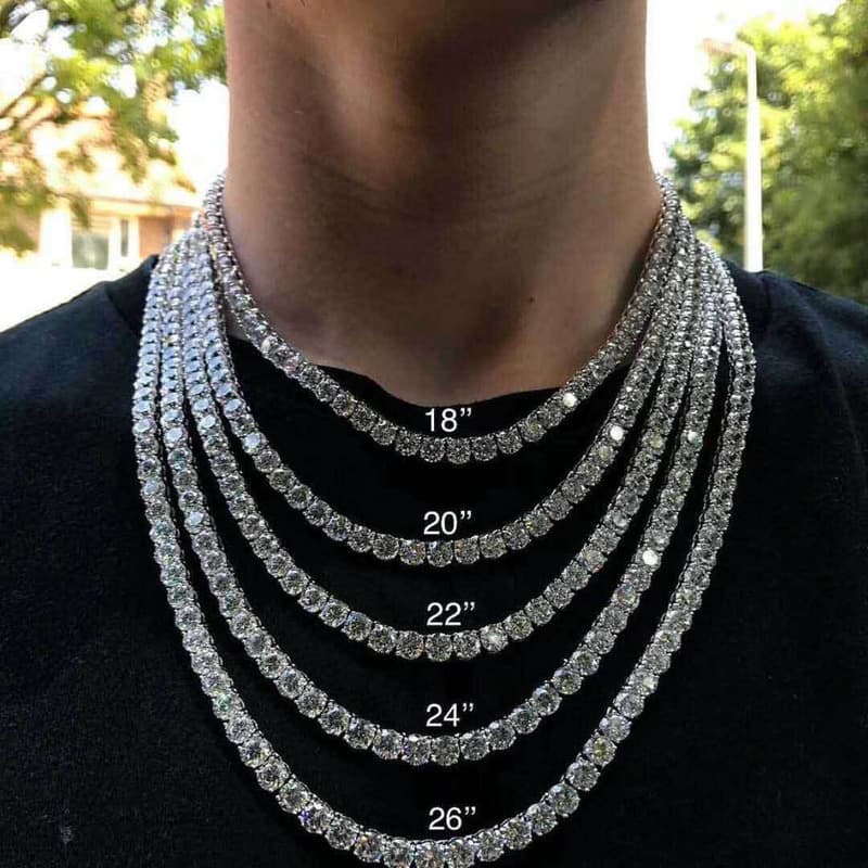 Custom Stock Hot Selling Hip Hopjewelry Spring Buckle Tennis Chain Hip Hop Necklace Trendy Brand Single Row Diamond Zircon Bracelet Accessories