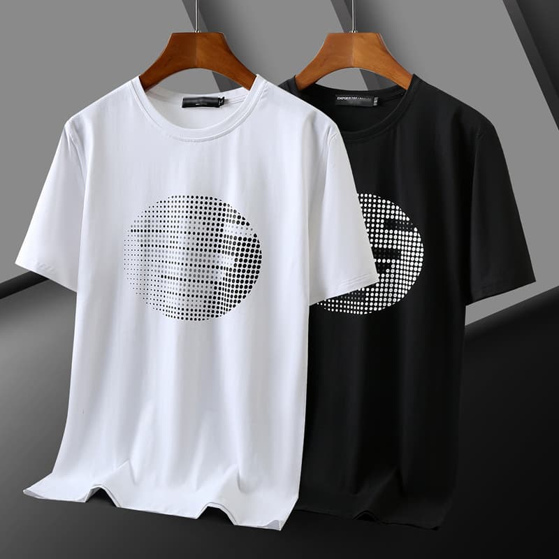Men's Clothing pure cotton hot sale high end craft printing pure cotton pull on round neck t shirt summer large size short sleeved t shirt