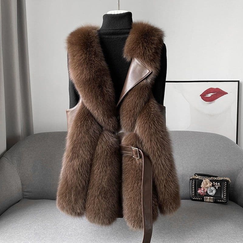 Women's Clothing fur vest 2024 style stylish winter outer wear thickened fox fur vest jacket fashionable young style