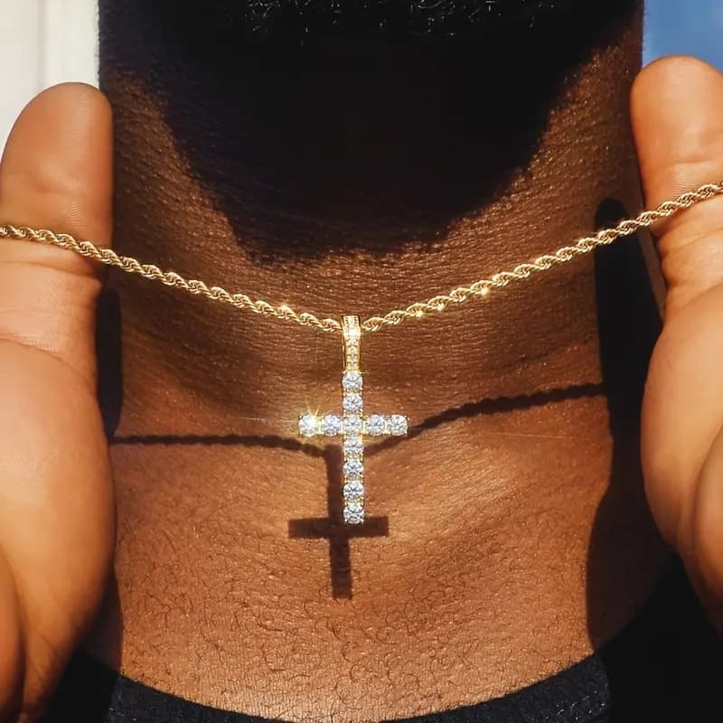 Ma Siwei same style zircon cross necklace female high end simple light luxury pendant jewelry female