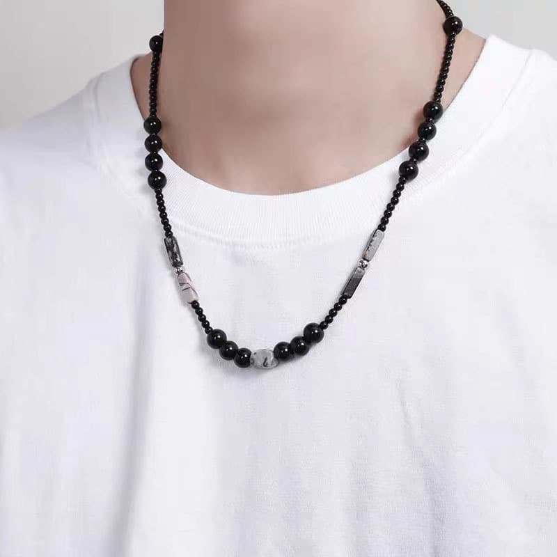 New Chinese Style Beaded Necklace Retro Light Luxury Clavicle Chain Men's Men's And W Omen's Accessories Men's Sweater Chain