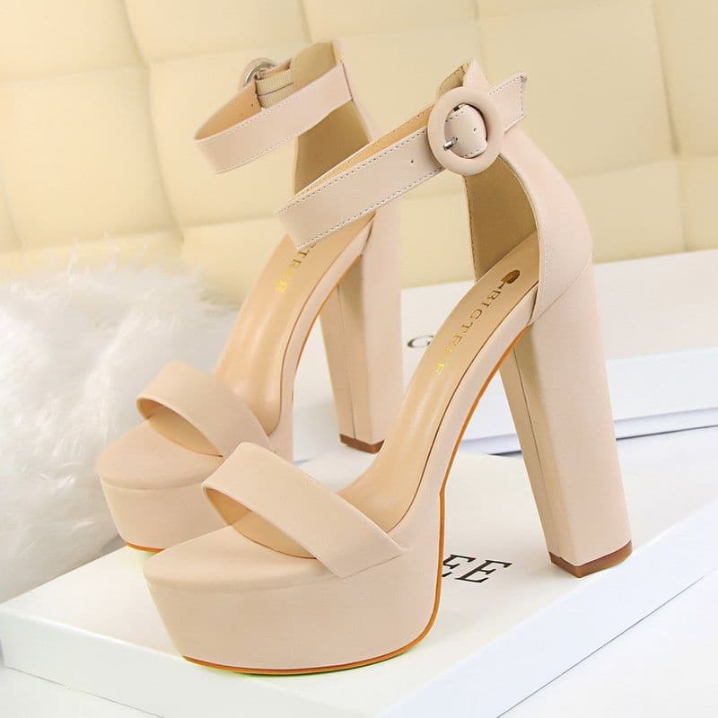 Thick Heel Ultra-high High Heels Platform Open Toe Belt Buckle Sandals European And American Style Sexy Nightclub