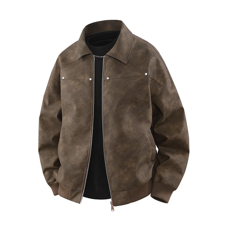 American Lapel Leather Jacket Men's Couple Jacket Jacket Leather Jacket Men's