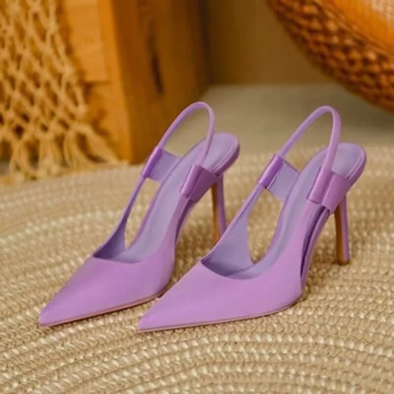 2024 Spring New Brand Women Slingback Pointed Toe Slip on Thin High Heel Ladies Elegant Pumps Shoes Drss Sandals