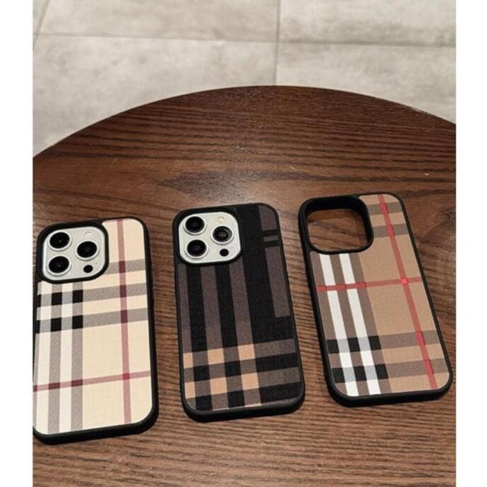 Étui en cuir rayé style britannique classique, compatible avec iPhone 17 Pro/16/15, et coque de protection souple pour iPhone 14 Pro Max.