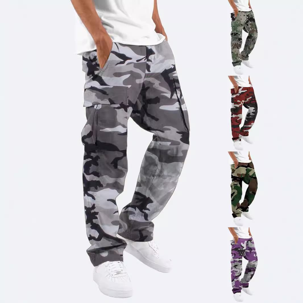 Men's Clothing Camouflage Overalls Outdoor Sports Pants Drawstring Pocket Overalls Casual Pants