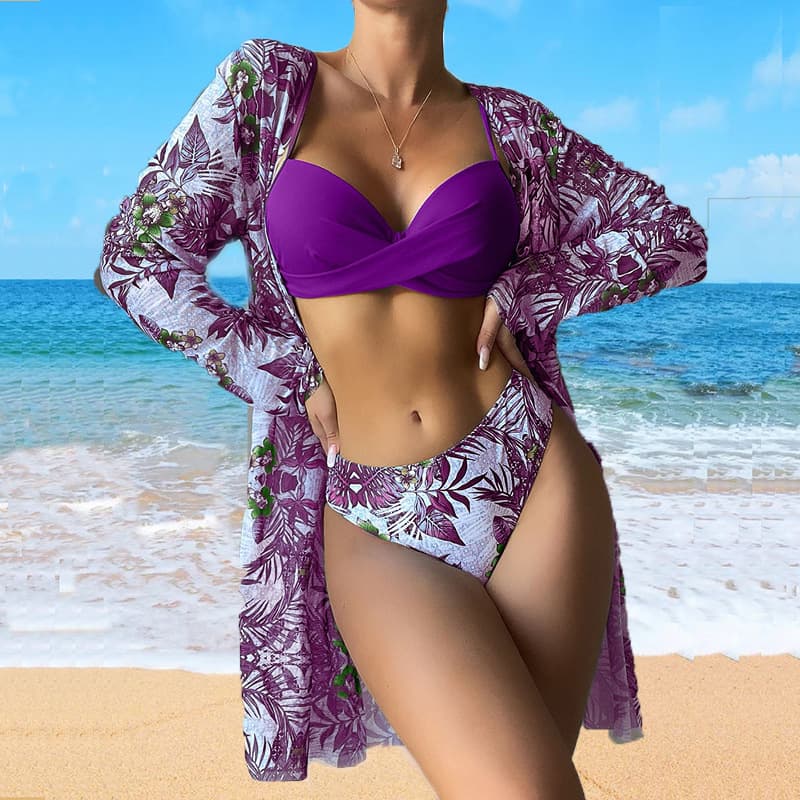 Women's Split Swimsuit Women's Fashion Three-piece Bikini Cross-border Mesh Foreign Trade Swimwear Bikini