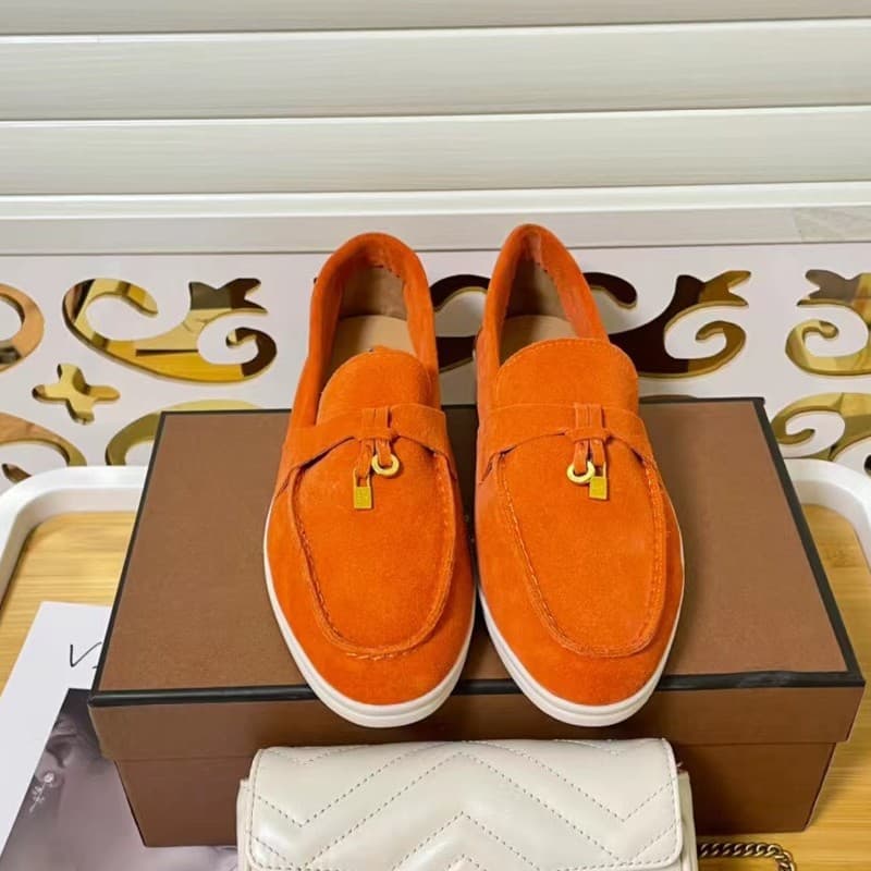 Loro * P Mocassins à pampilles décontractés pour couple, style britannique, un pied, en cuir, semelle souple, chaussures simples, chaussures haric