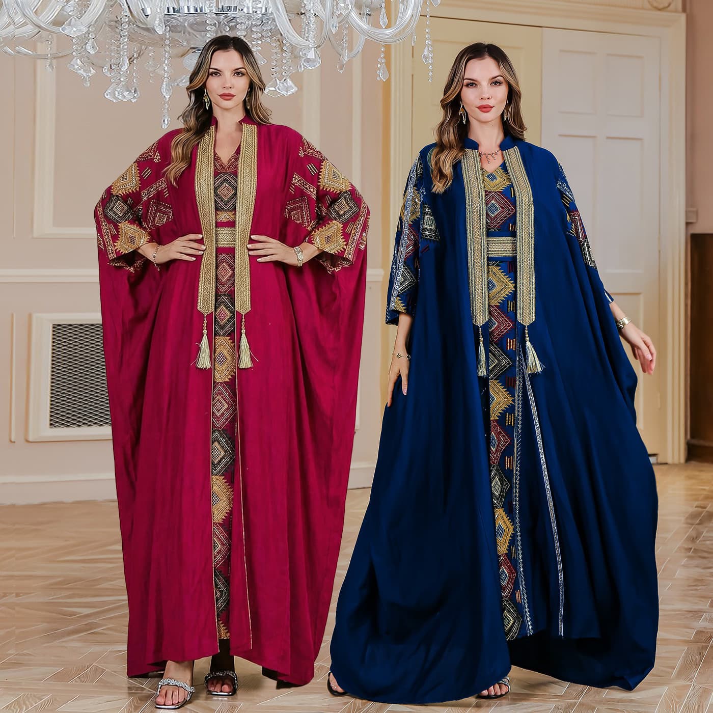Modest Abaya Dress/Muslim Dress Women Elegant Embroidered Abaya Dress – Modest Long Sleeve Maxi Robe With 3D Floral Patterns (M-XXL)