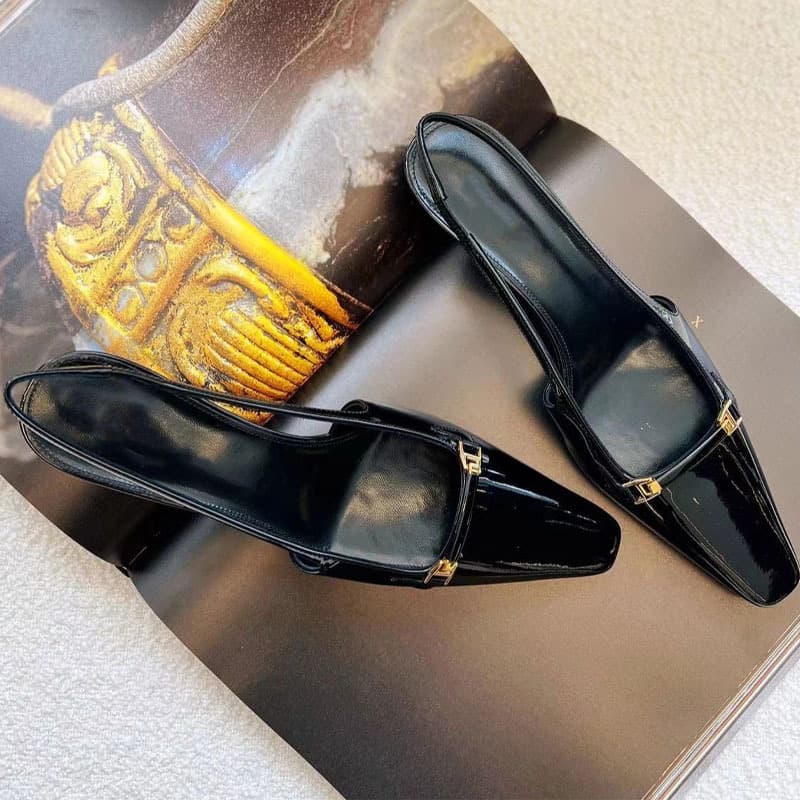 Baotou Sandals Women's 2025 Summer New Style Horseneck Buckle Strap Black High Heels